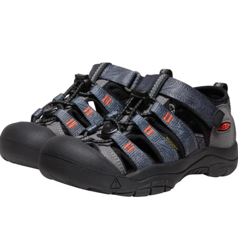 Keen Kids Gray and Black Water Shoe with Orange Accents